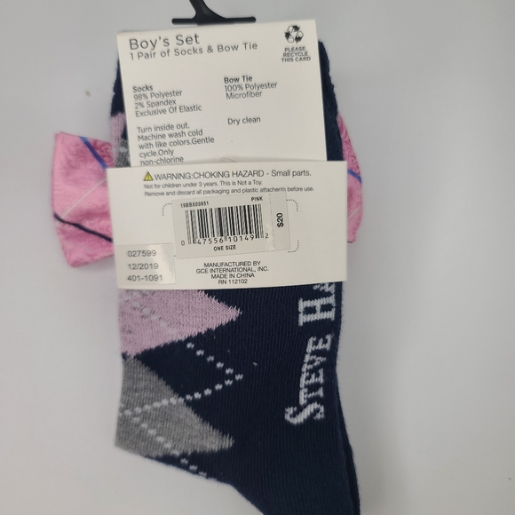 Young Kings By Steve Harvey.  Pink Bow Tie and Sock Set. New With Tags. - Picture 5 of 7